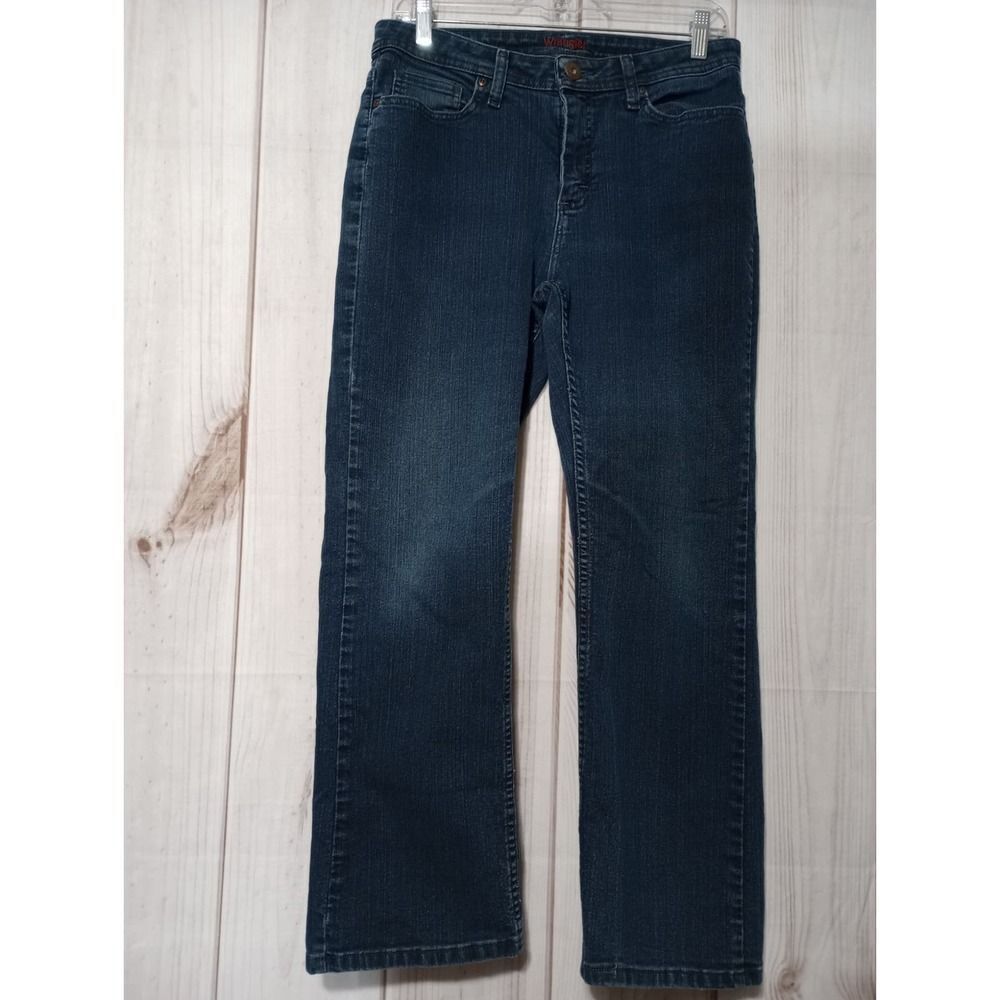 Wrangler Womens Petite Straight Leg Jeans Dark Wash Stretch Denim 10P Western